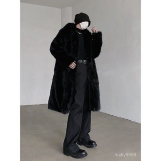 🔥男冬仿皮草外套 保暖毛毛大衣 寬鬆大碼外套抗寒零下20度 中長款人造毛外套 休閒冬季新款保暖加棉加厚長款連帽皮草外套
