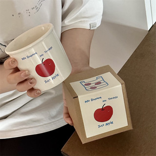 DOUBBLE居家生活*可愛蘋果咖啡杯簡約手繪陶瓷杯復古波點馬克杯禮物
