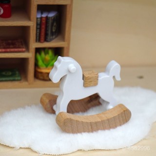 DIY微縮景觀食玩擺件 1:12 Dollhouse娃娃屋微縮實木小木馬小搖馬迷你傢俱拍攝道具