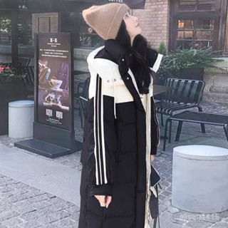 秦衣館 女裝 潮流女裝 時尚 女款 好穿 羽絨棉服女中長款2024冬季新款撞色拚接棉衣韓版寬鬆加厚過膝棉襖 PWPD