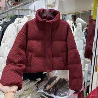 韓係聖誕紅短版羽絨服女2024年冬季新款小個子加厚寬鬆白鴨絨外套 韓版 短款 羽絨外套連帽 保暖外套1228 XRRR
