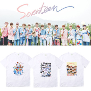 【明星同款】SEVENTEEN組合周邊衣服卡通印花同款短袖T恤男女打歌服/情侶款圓領短袖T恤 男生T恤 素T