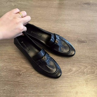 樂福鞋 牛津鞋 德比鞋 懶人鞋 35-40真皮 氣質 簡約 Ins👞真皮 複古 英倫風 褶皺皮面 粗跟 黑色 女鞋一腳蹬