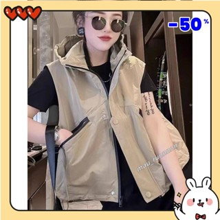 臺灣出貨💥💞歐版連帽裝馬甲女 20春秋新款設計感寬鬆休閒馬夾背心無袖外套mau runnnnn