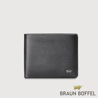 【BRAUN BUFFEL】波索-A 4卡零錢袋皮夾-黑色(德國小金牛台灣總代理)/BF519-315-BK