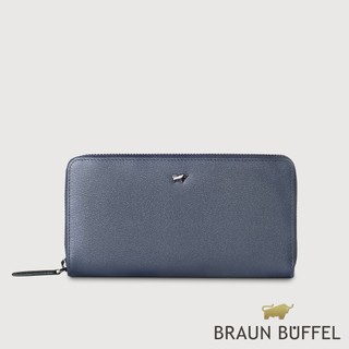 【BRAUN BUFFEL】波索-A 12卡拉鍊長夾-藍色(德國小金牛台灣總代理)/BF519-602-NY