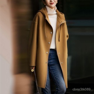 春季新款時尚韓版顯瘦休閒百搭連帽拚接長袖毛呢大衣外套女潮 加厚西裝外套女 毛呢外套 女生大衣 風衣外套0102 442