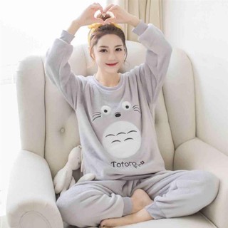 🌷新店優惠🌷珊瑚絨睡衣女冬天保暖加厚加絨可愛法蘭絨秋冬長袖家居服女士套裝