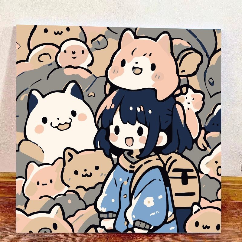 ❤桃園出貨 現時特賣✨初音diy數字油畫手工填色涂鴉手繪油彩畫送同學朋友裝飾畫掛畫