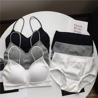 🔥現48h爆款精品🔥抹胸內衣內褲套裝少女美背聚攏文胸三角褲學生運動裹胸內衣內褲女【槑優選】