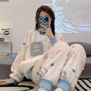 冬季睡衣💞💓爆款ins睡衣女冬珊瑚絨加絨保暖秋冬季學生可愛卡通長袖法蘭絨家居服