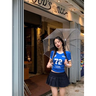 Annie💖 運動少女系列! 緊身/寬鬆球衣t恤女夏季短版短袖 短版短袖上衣 V領T恤 短袖T恤