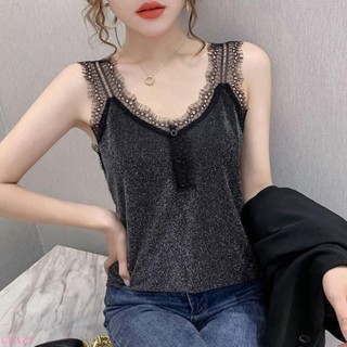 【80-100公斤】大碼女裝蕾絲花邊V領吊帶背心女夏胖mm打底衫上衣潮 背心女 吊帶背心 無袖上衣