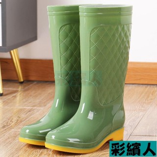 時尚雨鞋 防水鞋 高筒雨鞋 防滑耐磨 時尚高筒防水鞋成人工作雨鞋防滑雨靴女膠鞋廚房踩水套鞋夏牛筋底B17