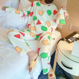 嘉義出貨♕長袖睡衣女春秋冬加大尺碼睡衣女夏韓版外穿女士睡衣加肥家居服套裝