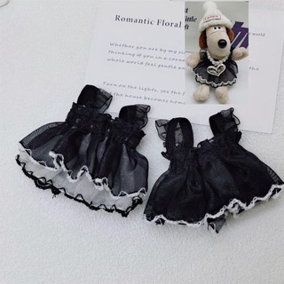 【DU朵拉】可愛新款黑白連衣裙13cm服飾玩具配件娃衣蕾絲裙狗公仔掌門 毛絨公仔衣服