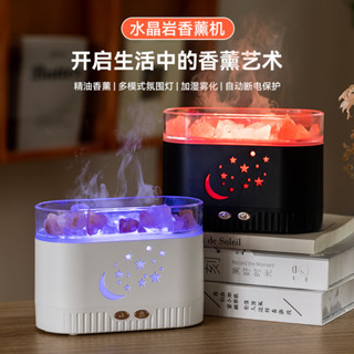 臺灣出貨 創意水晶鹽香薰機七彩夜燈靜音加濕器家用自動噴香機香薰機