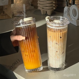 大容量玻璃水杯 ins風吸管杯 帶蓋吸管杯 辦公水杯子 高顏值水杯 兩用水杯 牛奶杯 咖啡杯 飲料杯 吸管杯 隨行杯