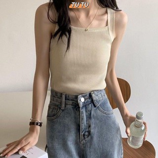 TUTU 大尺碼背心吊帶 胖mm大碼女裝夏季韓版Chic百搭純色針織背心網紅百搭彈力吊帶上衣
