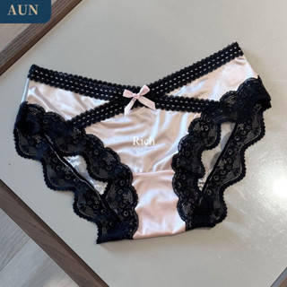 🌺臺灣限時低價🌺AUN法式純欲蕾絲少女內褲性感緞面透氣包臀新款無痕中腰三角短褲