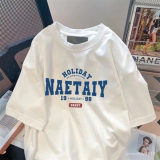 🐱限時下殺🐱印花T恤 學生慵懶印花T恤女 寬鬆長版短袖T恤 短袖女裝 正韓t恤 設計感上衣 200g純棉T恤 1KXF