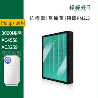 適用Philips飛利浦 AC4558 AC3259 HEPA抗菌濾心 蜂顆活性碳濾網 複合式濾網 綠綠好日