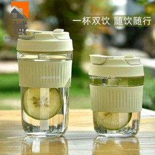 🔥好物推薦🔥«咖啡杯» 雙飲玻璃 杯子 ins高顏值便攜式女學生宿舍喝水杯隨行網紅家用咖啡2015