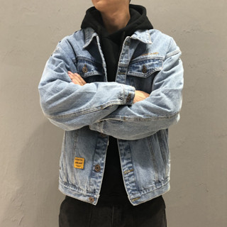 臺灣出貨 男士秋季外套男潮流帥氣寬鬆牛仔外套男學生韓版牛仔衣褂子男衣服 牛仔夾克 韓版外套 防風外套 複古夾克