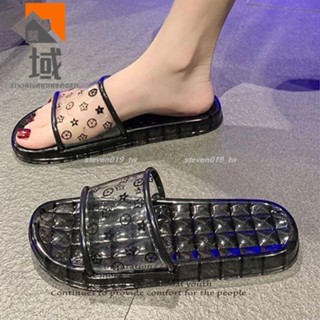 🔥好物推薦🔥<水晶拖鞋> 【不吸水不臭腳】高顏值水晶涼 拖鞋 女室內居家潮款一字拖平底鞋2324