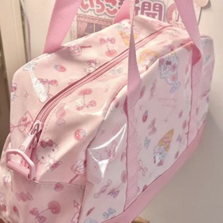 大容量旅行包🎀 三麗鷗kitty夏日水果冰淇淋手提斜挎包可愛甜美kitty大容量旅行袋 衣物收納包 行李袋 手提包