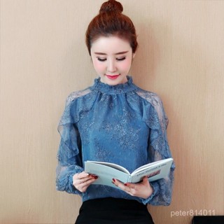 【PE】高階雪紡蕾絲#蕾絲打底衫女裝春秋裝2025年新款潮雪紡襯衫上衣超僊春季洋氣小衫