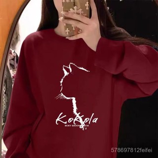 時尚衣大倉 美式復古衛衣 貓咪大學T oversize 設計感上衣 長袖上衣 衛衣女