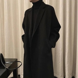 ✨實拍+免運✨ 長款風衣 毛呢大衣 秋冬款 保暖外套 長款外套風衣男長款秋冬季加棉加厚日係潮流寬鬆男士毛呢大衣韓版呢子