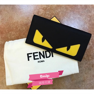 【二手】FENDI芬迪 長夾 小怪獸眼睛 牛皮 拉鏈皮夾 手拿包 兩折長款錢包 男生皮夾