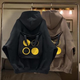 臺灣✨L~4XL 大尺碼 女生長袖帽T 學院風 手提袋設計 拼接 連帽時尚百搭 ins潮 特大尺碼 長袖上衣 簡約印