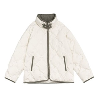 【精品優選百貨】冬季新款羽絨服男女拼接立領輕薄壓花90絨保暖短款寬松外套YR5139