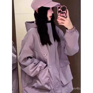 【VV】 衝鋒衣 外套 風衣美式複古戶外衝鋒衣連帽外套女秋季國潮山係機能工裝運動休閒夾剋
