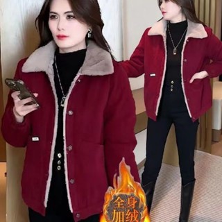 365Days-小個子夾剋加絨女士短款保暖冬季新款洋氣時尚百搭加厚外套