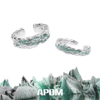臺灣最低價 APOM薄荷色小眾原創純銀戒指冷淡風高級開口食指戒冷淡風情侶對戒