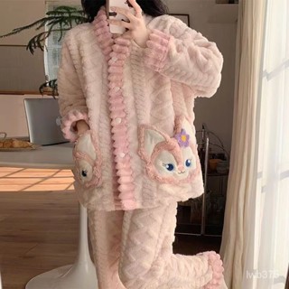 🔆小甜甜日係美衣👙睡衣女秋冬季珊瑚絨加絨加厚法蘭絨可愛女士可外穿家居服套裝冬天 X5FN