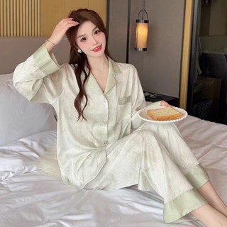✨女士睡衣✨冰絲睡衣女✨新款春秋季✨長袖長褲✨高階感寬鬆✨外穿家居服套裝✨女睡衣