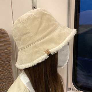 麗莎大碼加絨帽子 秋冬保暖帽子漁夫帽冬女雙面羊羔毛秋冬百搭毛絨水桶大頭圍帽子顯臉小可愛保暖