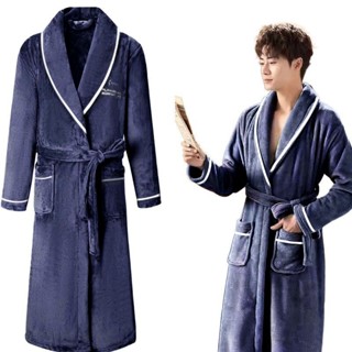 DUYI~夢詩 男士睡袍冬季法蘭絨情侶睡袍女士家居服珊瑚絨浴袍男大碼加長睡衣