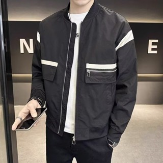 韓版高階感撞色痞帥夾克男 春秋季新款 潮牌 韓版 百搭 外套 設計感 修身 休閒 立領 外套男（DW5032）【壹號站】