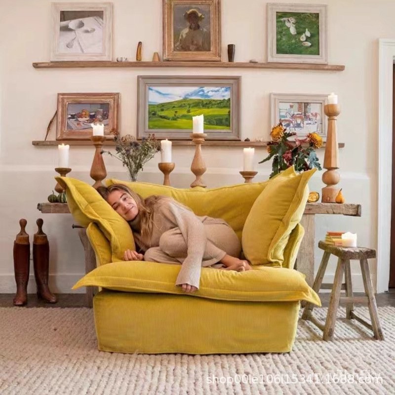 【免稅到府】美式法式現代簡約輕奢北歐客廳民宿彩色可拆洗複古多巴胺布藝沙髮