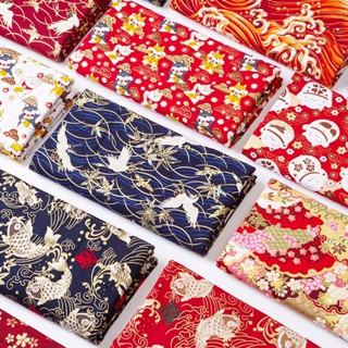 蝦皮新品🚚❊印花布料❊ 和風燙金純棉 布料 日本日式印花布全棉麻布漢服旗袍衣服裝 面料 清倉