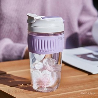 樂扣 樂扣 吸管 直飲 玻璃杯 簡約 便攜 咖啡杯 男女 不燙手 茶水杯 一蓋兩用 8FPO