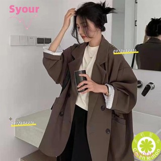 限時低價女生長袖西裝外套 韓版 寬鬆 純色 小西服 學院風 時尚百搭 ins潮 氣質 單排釦 中長款 上衣