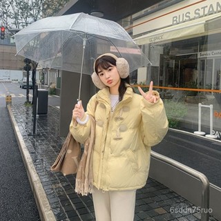 厚外套 羽絨衣 冬天外套 牛角2024短款羽絨棉服 冬季小個子新款麵包棉襖 棉衣寬鬆外套 麵包外套 防風外套
