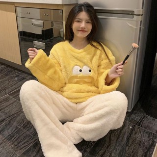 YC家🎀熱銷爆款 卡通 毛絨睡衣 加絨 加厚 卡通睡衣 可愛風 長袖長褲 珊瑚絨 加絨加厚 女 家居服 女生睡衣❤